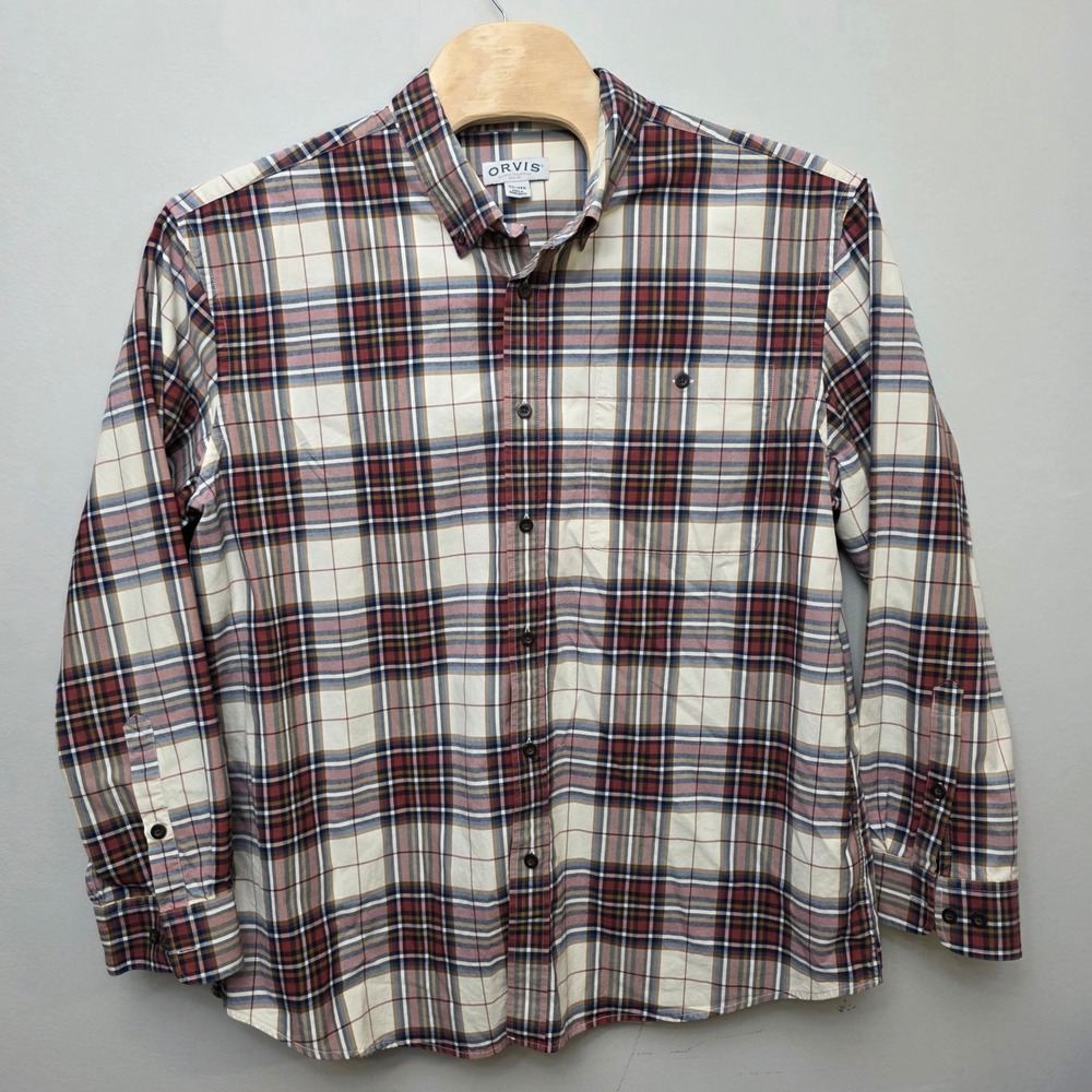 Orvis Button Down Shirt Mens XXL Multicolor Plaid Classic‎ Cotton Rugged Outdoor